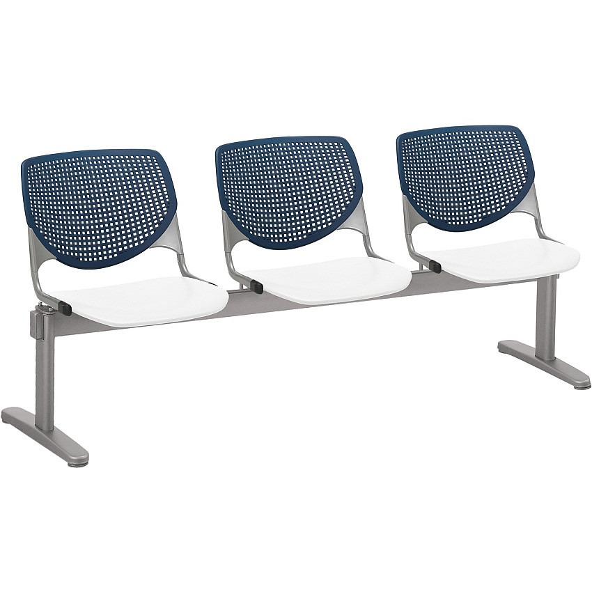 KFI Kool 3 Seat Beam Chair White Seat Color - Polypropylene Seat Material - Navy Back Color - Polypropylene, Aluminum Alloy Back Material - Powder Coated Silver Frame Color - Tubular Steel Frame Material - 1 Each (2300BEAM338)