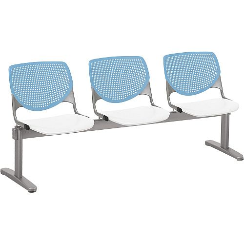 KFI Kool 3 Seat Beam Chair White Seat Color - Polypropylene Seat Material - Sky Blue Back Color - Polypropylene, Aluminum Alloy Back Material - Powder Coated Silver Frame Color - Tubular Steel Frame Material - 1 Each (2300BEAM3358)