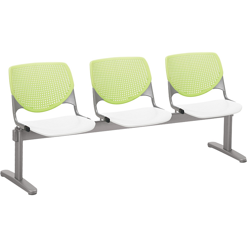 KFI Kool 3 Seat Beam Chair White Seat Color - Polypropylene Seat Material - Lime Green Back Color - Polypropylene, Aluminum Alloy Back Material - Powder Coated Silver Frame Color - Tubular Steel Frame Material - 1 Each (2300BEAM3148)
