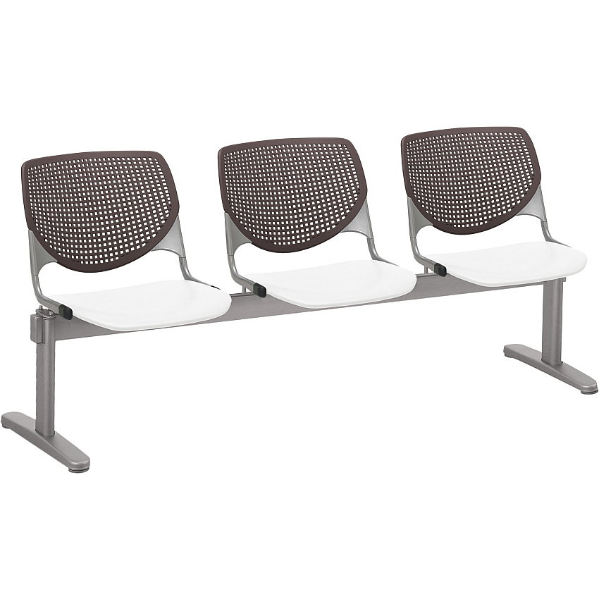 KFI Kool 3 Seat Beam Chair White Seat Color - Polypropylene Seat Material - Brownstone Back Color - Polypropylene, Aluminum Alloy Back Material - Powder Coated Silver Frame Color - Tubular Steel Frame Material - 1 Each (2300BEAM3188)