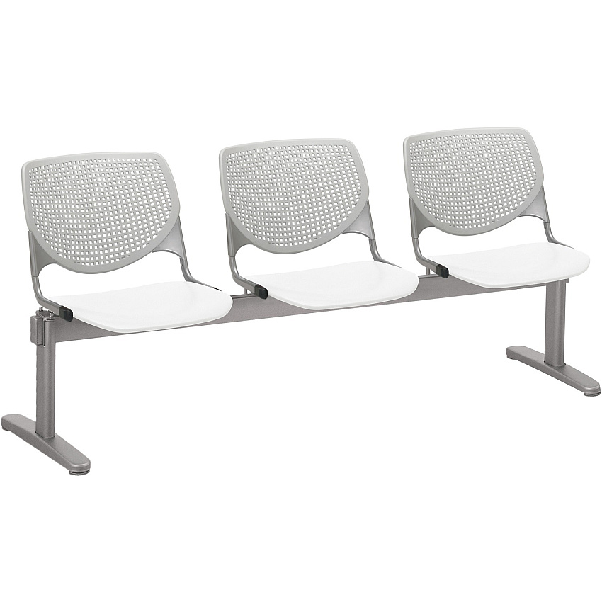 KFI Kool 3 Seat Beam Chair White Seat Color - Polypropylene Seat Material - Light Gray Back Color - Polypropylene, Aluminum Alloy Back Material - Powder Coated Silver Frame Color - Tubular Steel Frame Material - 1 Each (2300BEAM3138)