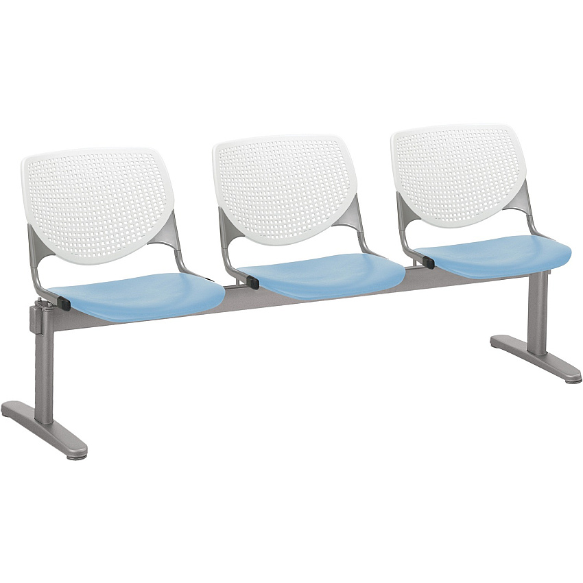 KFI Kool 3 Seat Beam Chair Sky Blue Seat Color - Polypropylene Seat Material - White Back Color - Polypropylene, Aluminum Alloy Back Material - Powder Coated Silver Frame Color - Tubular Steel Frame Material - 1 Each (2300BEAM3835)