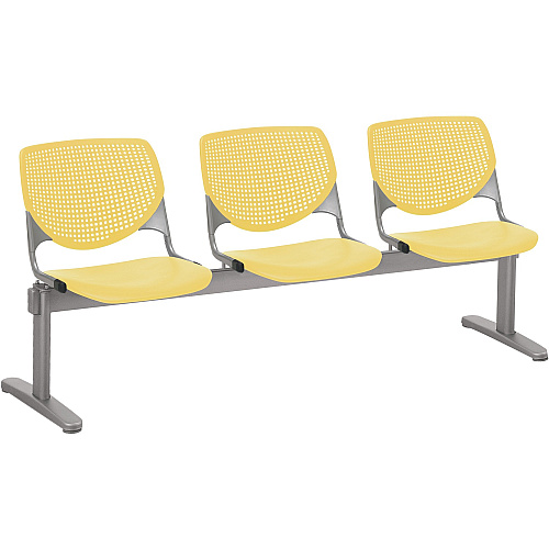 KFI Kool 3 Seat Beam Chair Yellow Seat Color - Polypropylene Seat Material - Yellow Back Color - Polypropylene, Aluminum Alloy Back Material - Powder Coated Silver Frame Color - Tubular Steel Frame Material - 1 Each (2300BEAM3P12)