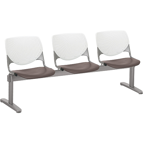 KFI Kool 3 Seat Beam Chair Brownstone Seat Color - Polypropylene Seat Material - White Back Color - Polypropylene, Aluminum Alloy Back Material - Powder Coated Silver Frame Color - Tubular Steel Frame Material - 1 Each (2300BEAM3818)