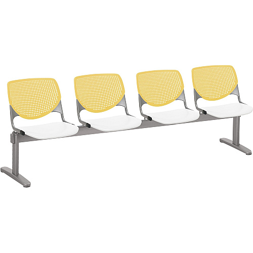 KFI Kool 4 Seat Beam Chair White Seat Color - Polypropylene Seat Material - Yellow Back Color - Polypropylene, Aluminum Alloy Back Material - Powder Coated Silver Frame Color - Tubular Steel Frame Material - 1 Each (2300BEAM4128)