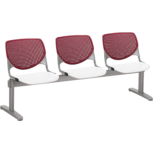 KFI Kool 3 Seat Beam Chair White Seat Color - Polypropylene Seat Material - Burgundy Back Color - Polypropylene, Aluminum Alloy Back Material - Powder Coated Silver Frame Color - Tubular Steel Frame Material - 1 Each (2300BEAM378)