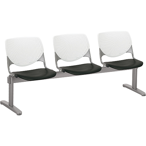 KFI Kool 3 Seat Beam Chair Black Seat Color - Polypropylene Seat Material - White Back Color - Polypropylene, Aluminum Alloy Back Material - Powder Coated Silver Frame Color - Tubular Steel Frame Material - 1 Each (2300BEAM3810)