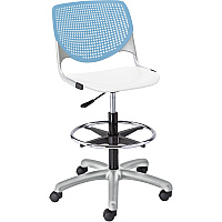 KFI Kool Stool With Perforated Back White Seat Color - Polypropylene Seat Material - Sky Blue Back Color - Polypropylene, Aluminum Alloy Back Material - Powder Coated Silver Frame Color - Tubular Steel Frame Material - 5-star Base - 1 Each (DS2300B35S8)