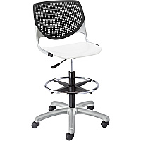 KFI Kool Stool With Perforated Back White Seat Color - Polypropylene Seat Material - Black Back Color - Polypropylene, Aluminum Alloy Back Material - Powder Coated Silver Frame Color - Tubular Steel Frame Material - 5-star Base - 1 Each (DS2300B10S8)