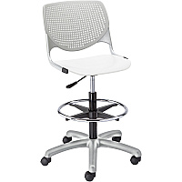 KFI Kool Stool With Perforated Back White Seat Color - Polypropylene Seat Material - Light Gray Back Color - Polypropylene, Aluminum Alloy Back Material - Powder Coated Silver Frame Color - Tubular Steel Frame Material - 5-star Base - 1 Each (DS2300B13S8)