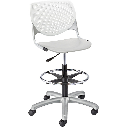KFI Kool Stool With Perforated Back Light Gray Seat Color - Polypropylene Seat Material - White Back Color - Polypropylene, Aluminum Alloy Back Material - Powder Coated Silver Frame Color - Tubular Steel Frame Material - 5-star Base - 1 Each (DS2300B8S13)