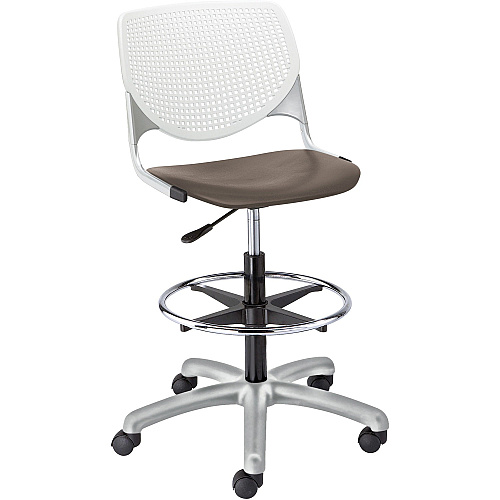 KFI Kool Stool With Perforated Back Brownstone Seat Color - Polypropylene Seat Material - White Back Color - Polypropylene, Aluminum Alloy Back Material - Powder Coated Silver Frame Color - Tubular Steel Frame Material - 5-star Base - 1 Each (DS2300B8S18)
