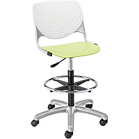 KFI Kool Stool With Perforated Back Lime Green Seat Color - Polypropylene Seat Material - White Back Color - Polypropylene, Aluminum Alloy Back Material - Powder Coated Silver Frame Color - Tubular Steel Frame Material - 5-star Base - 1 Each (DS2300B8S14)