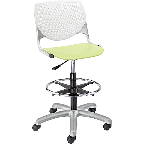 KFI Kool Stool With Perforated Back Lime Green Seat Color - Polypropylene Seat Material - White Back Color - Polypropylene, Aluminum Alloy Back Material - Powder Coated Silver Frame Color - Tubular Steel Frame Material - 5-star Base - 1 Each (DS2300B8S14)