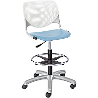 KFI Kool Stool With Perforated Back Sky Blue Seat Color - Polypropylene Seat Material - White Back Color - Polypropylene, Aluminum Alloy Back Material - Powder Coated Silver Frame Color - Tubular Steel Frame Material - 5-star Base - 1 Each (DS2300B8S35)