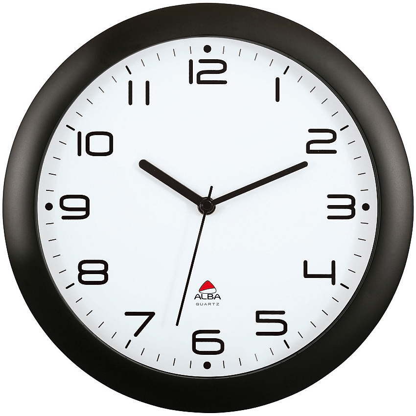 Alba Wall Clock Analog - Quartz - White Main Dial - Black Case - Classic Style - 1 Each (HORNEWN)