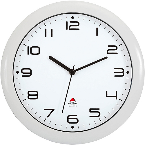 Alba Wall Clock Analog - Quartz - White Case - 1 Each (HORNEWBC)