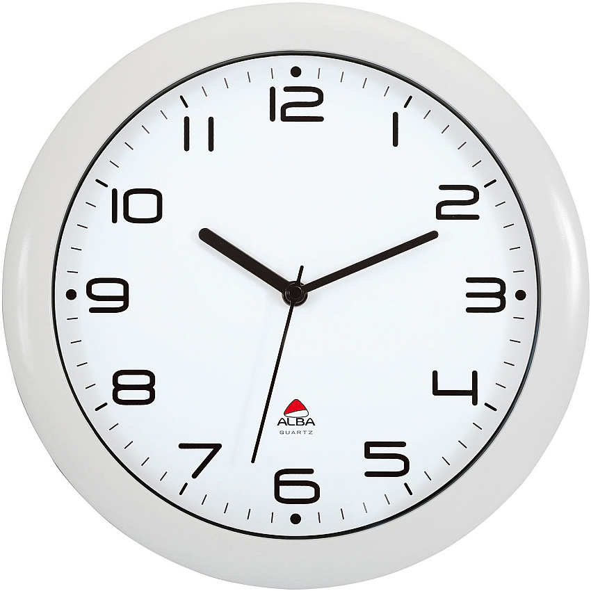 Alba Wall Clock Analog - Quartz - White Case - 1 Each (HORNEWBC)