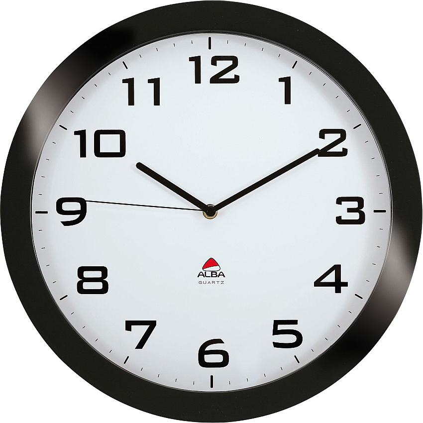 Alba Wall Clock Analog - Quartz - Black Case - 1 Each (HORISSIMON)