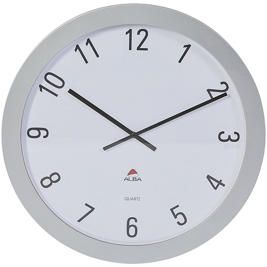 Alba Wall Clock Analog - Quartz - White Main Dial - Gray Case - Plastic - 1 Each (HORGIANT)