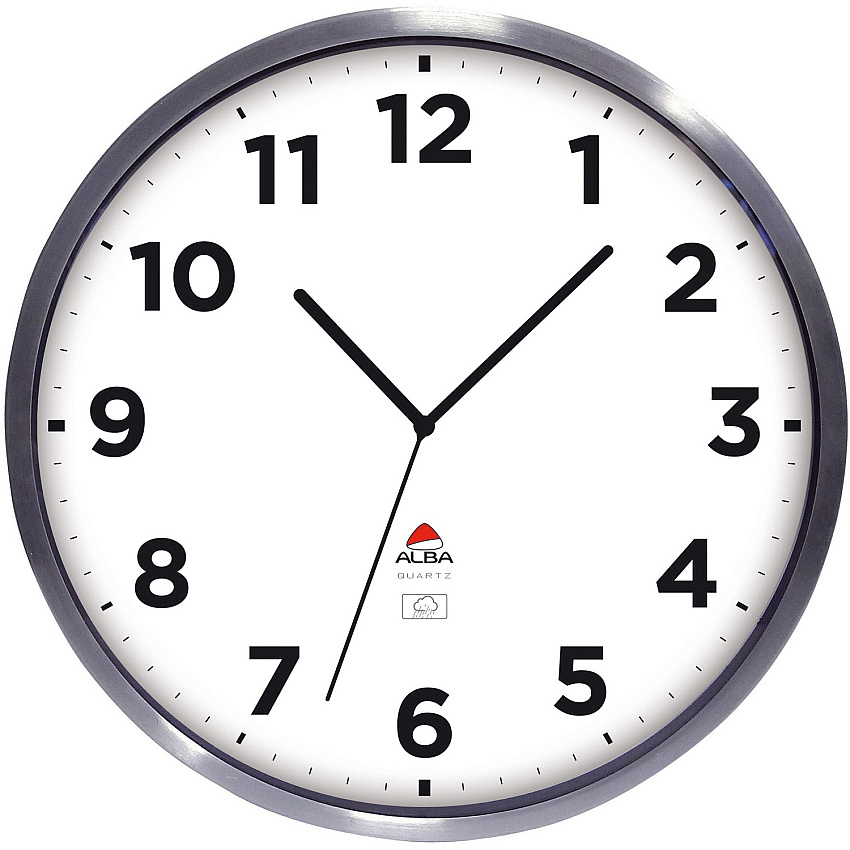 Alba Wall Clock Analog - Quartz - Silver Case - Contemporary Style - 1 Each (HOREXTRA)