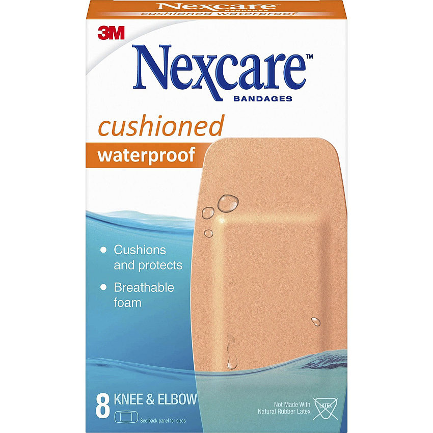 Nexcare Extra-Cushion Knee/Elbow Bandages 1.88" Width x 4" Length - Beige - Foam - 8 / Box (52208CB)