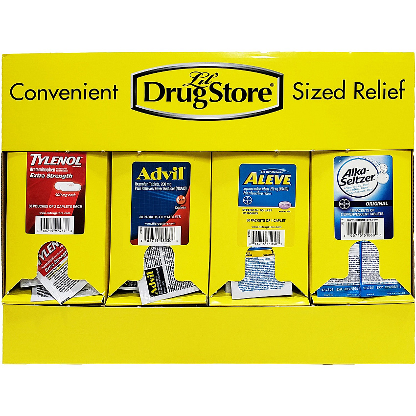 Lil' Drug Store Grab N' Go Display Medicine Dispenser 10.8" Height x 16.5" Width x 2.3" Depth - Cardboard Case - 1 Each (71622)