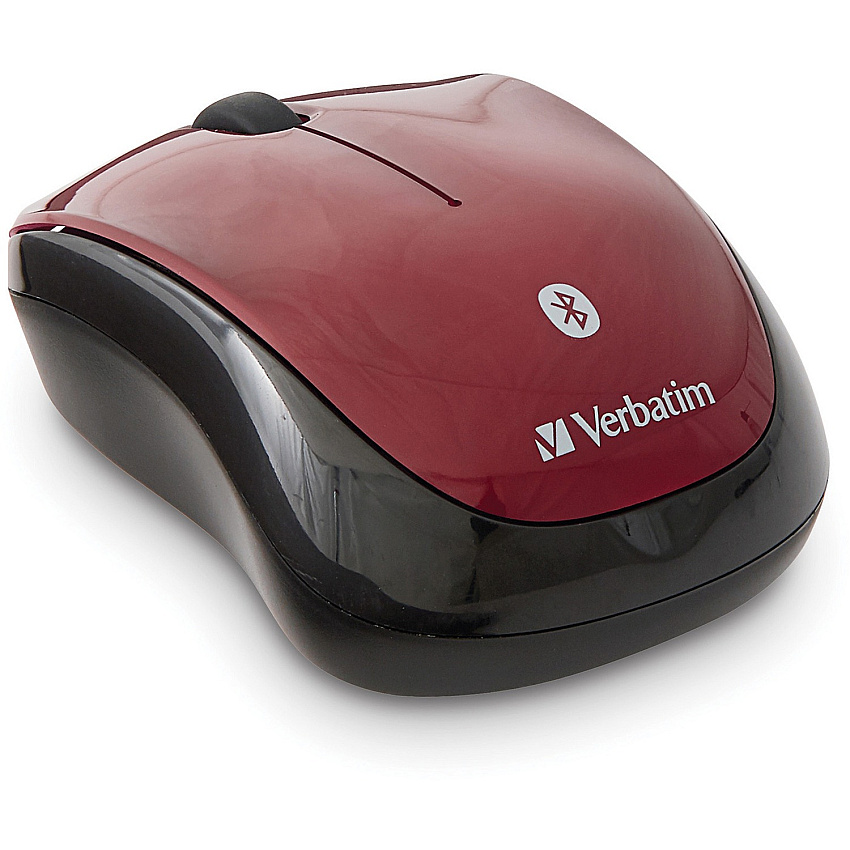 Verbatim Bluetooth&reg; Wireless Tablet Multi-Trac Blue LED Mouse - Garnet Blue LED/Optical - Wireless - Bluetooth - Garnet - 1600 dpi - 3 Button(s) - Symmetrical - 1 Each (70240)