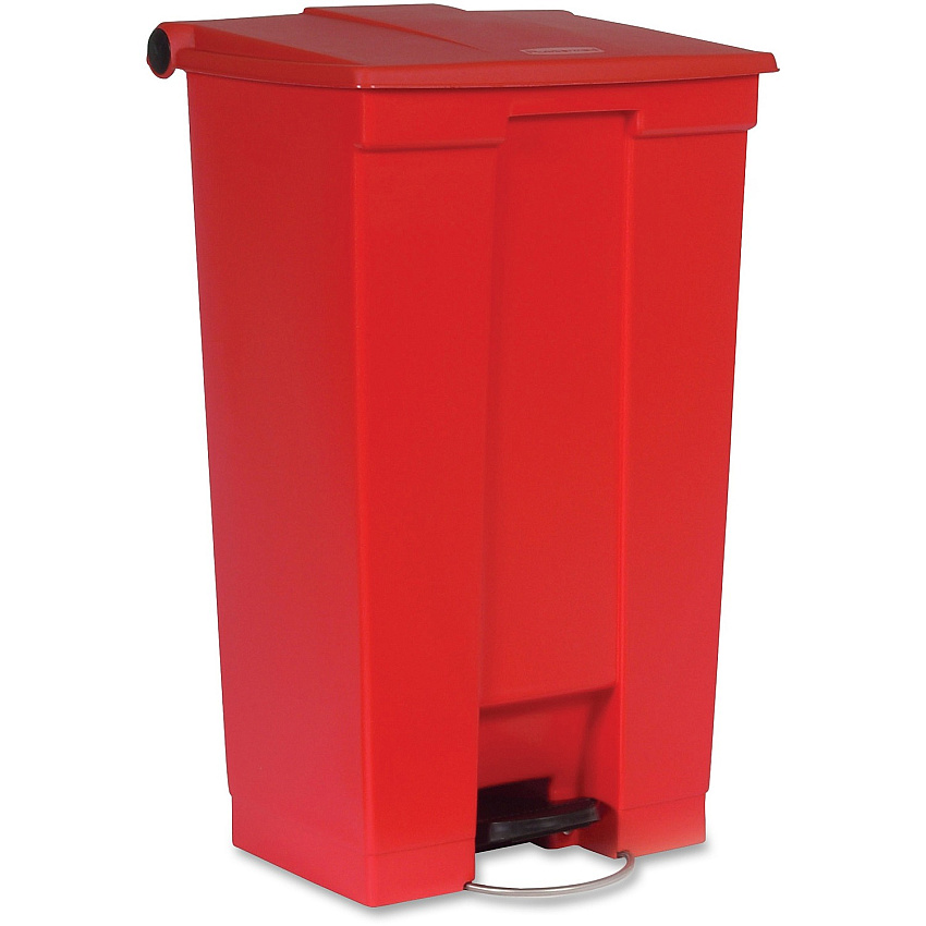 Rubbermaid Commercial Step On Container Step-on Opening - Overlapping Lid - 23 gal Capacity - Puncture Resistant, Heavy Duty, Pedal Control - 32.5" Height x 19.8" Width x 16.1" Depth - Plastic, Polyethylene - Red - 1 Each (614600RED)