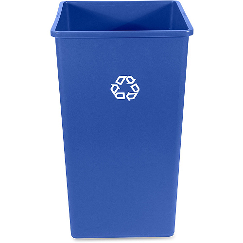 Rubbermaid Commercial 50-Gallon Square Recycling Container 50 gal Capacity - Square - Weather Resistant, Easy to Clean, Compact - 34.3" Height x 19.5" Width x 19.5" Depth - Resin - Blue - 1 Each (395973BE)