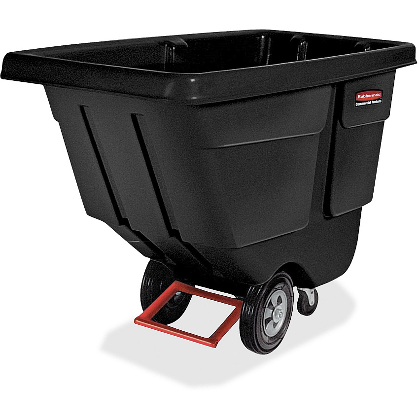 Rubbermaid Commercial Rotomolded Utility Tilt Truck 450 lb Capacity - Plastic - 57.38" Width x 57.38" Depth x 26.88" Height - Steel Frame - Black - 1 Each (130400BK)