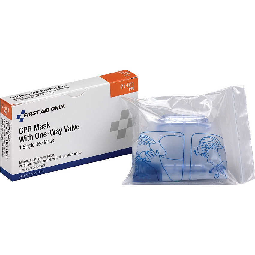First Aid Only CPR Mask Recommended for: Emergency, Healthcare - Fluid, Dust, Debris Protection - White - Earloop Style Mask - 1 Each (21011001)