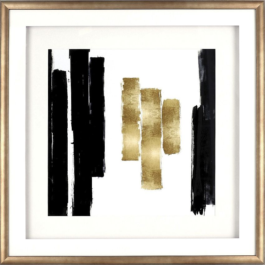 Lorell Blocks I Framed Abstract Artwork 29.50" x 29.50" Frame Size - Black, Gold - 1 Each (LLR04476)