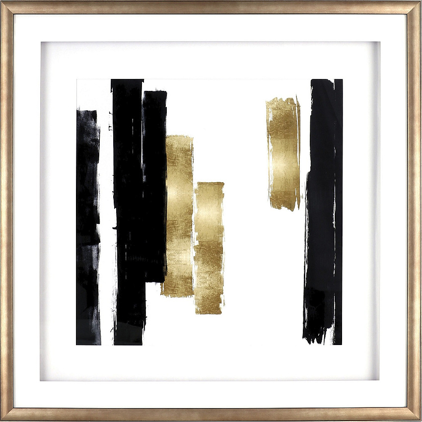 Lorell Blocks II Framed Abstract Artwork 29.50" x 29.50" Frame Size - Black, Gold - 1 Each (LLR04477)