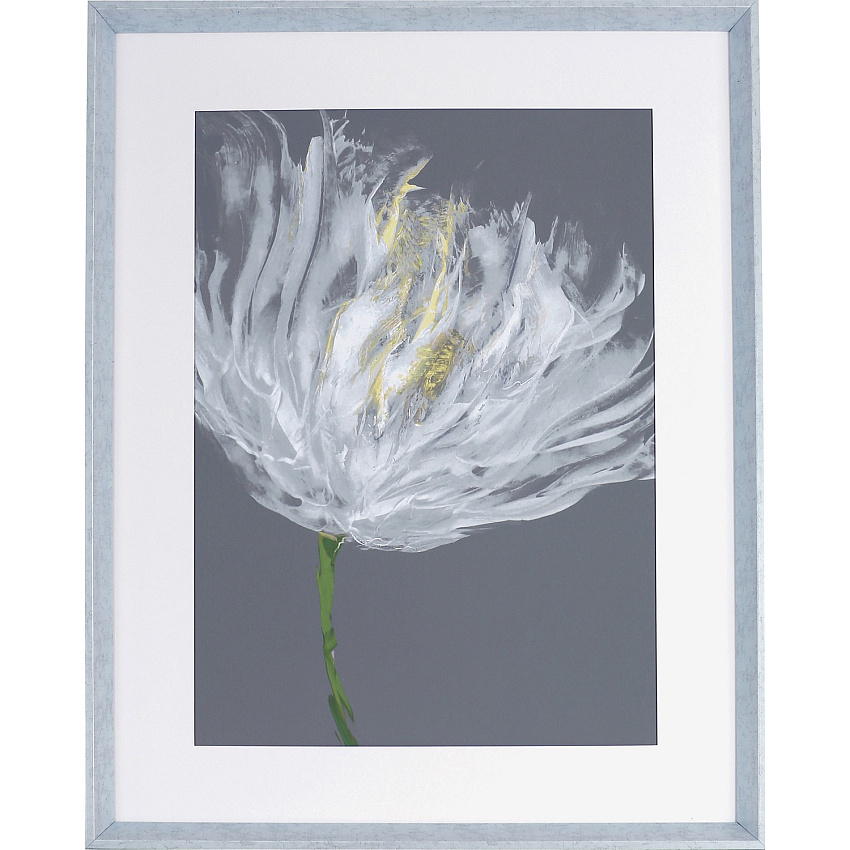 Lorell White Flower I Framed Abstract Art 27.50" x 35.50" Frame Size - Gray, White - 1 Each (LLR04478)
