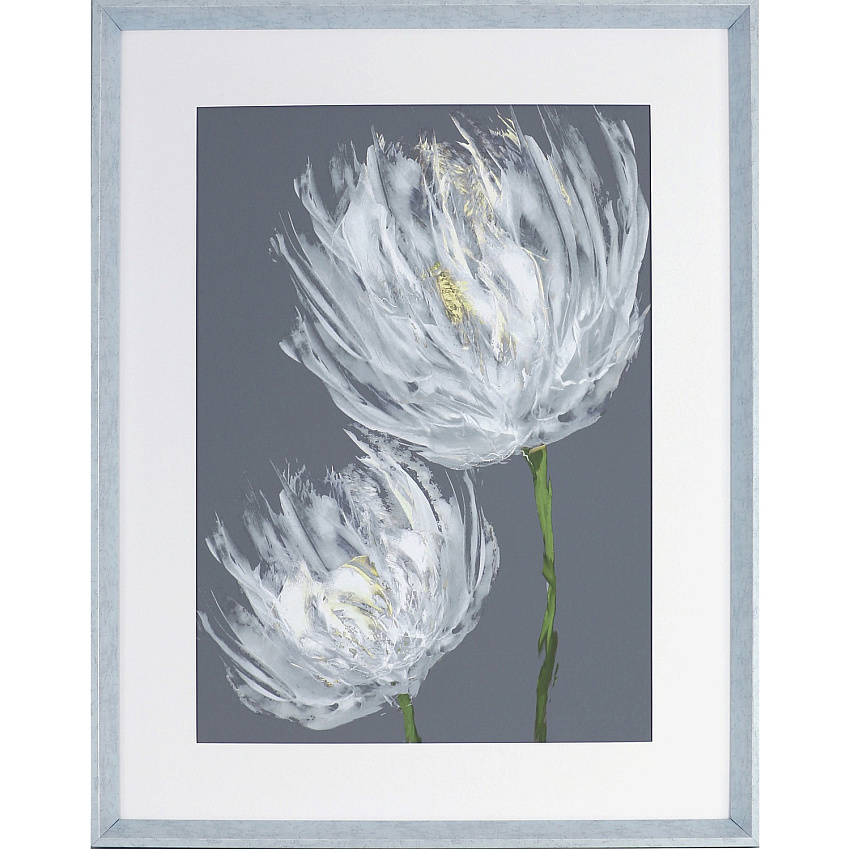 Lorell White Flower II Framed Abstract Art 27.50" x 35.50" Frame Size - Gray, White - 1 Each (LLR04479)