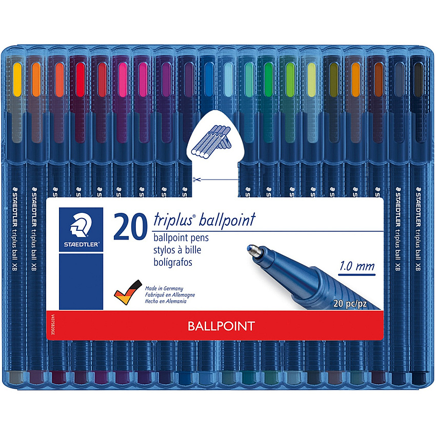 Staedtler Triplus 1.0mm Ballpoint Pens 1 mm Pen Point Size - 20 / Set (437SB20G)