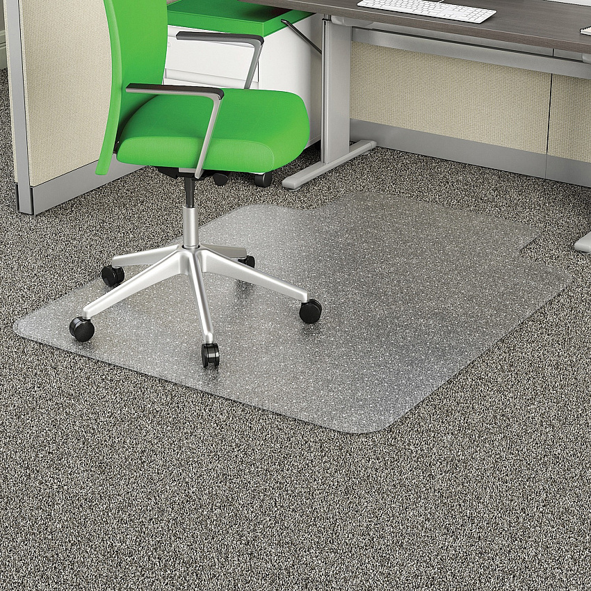 Deflecto EconoMat Chair Mat Commercial, Carpet - 48" Length x 36" Width x 0.100" Thickness - Lip Size 10" Length x 19" Width - Clear - 1 Each (CM11113PB)