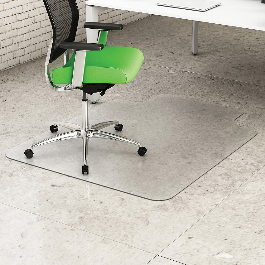 Deflecto Earth Source Hard Floor Chair Mat Hard Floor - 53" Length x 45" Width x 0.100" Thickness - Lip Size 12" Length x 25" Width - Clear - 1 Each (CM2E232PB)