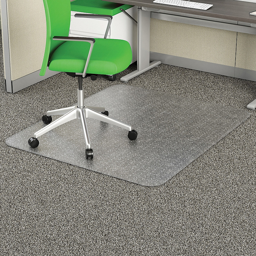 Deflecto EconoMat Chair Mat Commercial, Carpet - 60" Length x 46" Width x 0.100" Thickness - Rectangular - Clear - 1 Each (CM11443FPB)