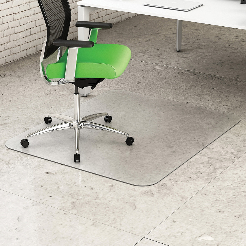 Deflecto Earth Source Hard Floor Mat Commercial, Carpet, Hard Floor - 60" Length x 46" Width x 0.100" Thickness - Rectangular - Clear - 1 Each (CM2E442FPB)