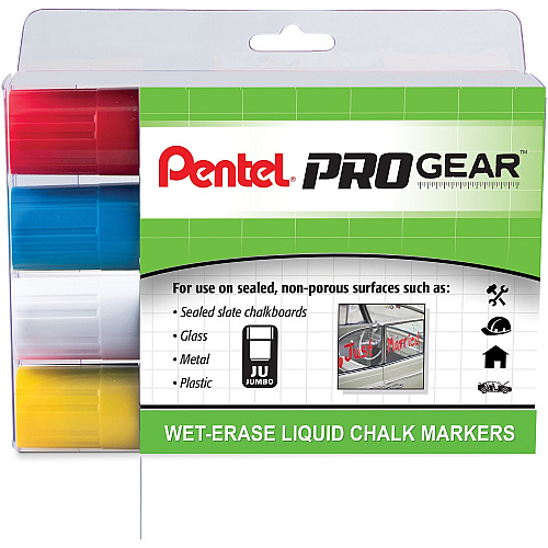 Pentel PROGear Wet-Erase Liquid Chalk Marker Jumbo Chisel Marker Point - Chalk-based - 4 / Pack (SMW56PGPC4M1)