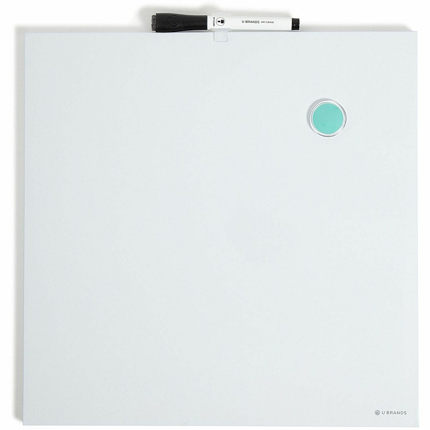 U Brands Magnetic Dry Erase Board 14" (1.2 ft) Width x 14" (1.2 ft) Height - White Painted Steel Surface - Square - Horizontal/Vertical - Magnetic - 1 Each (460U0004)