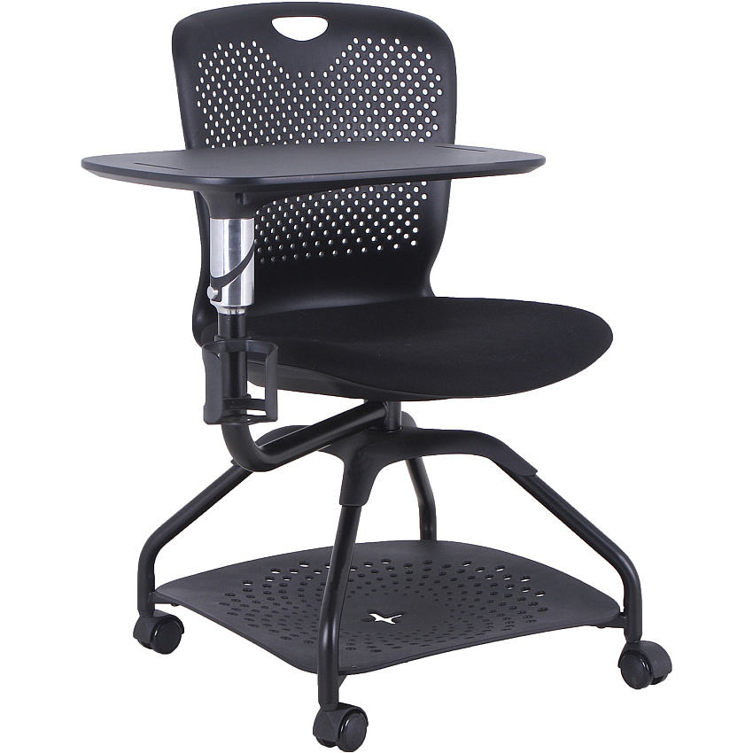 Lorell Student Training Chair Fabric Seat Material - Plastic Back Material - Four-legged Base - Black - 1Each (LLR69585)
