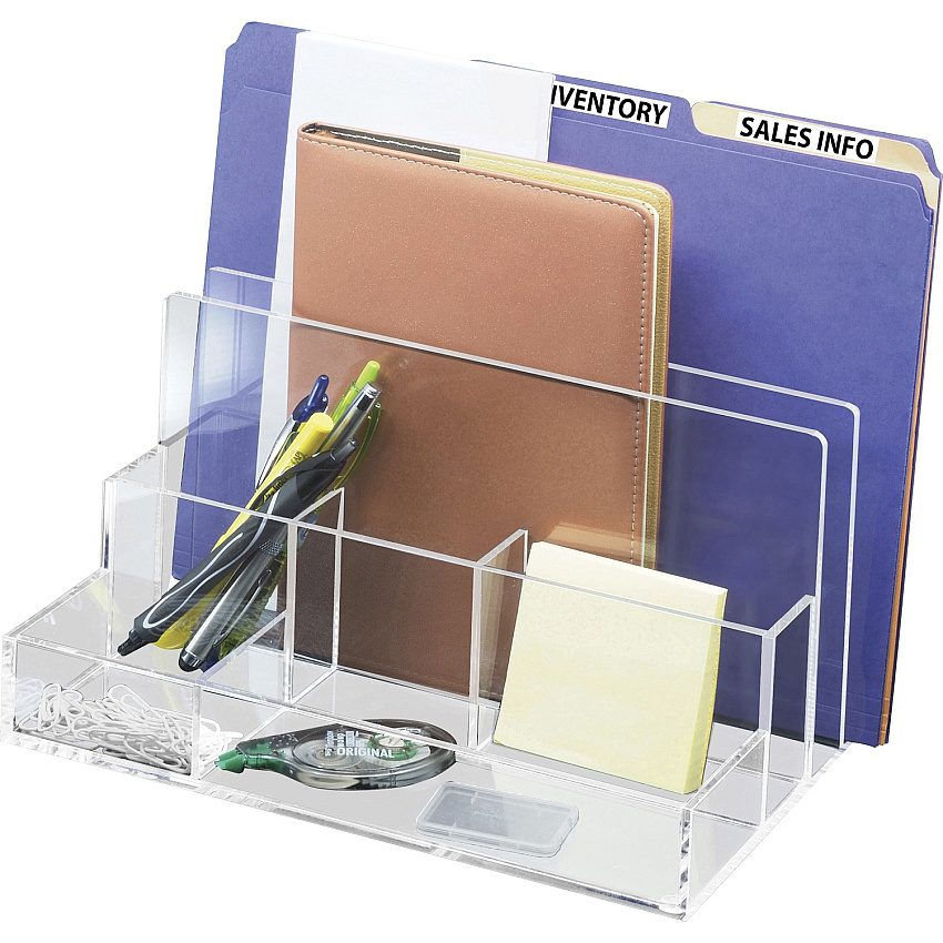 Kantek Acrylic File Sorter Desk Organizer 10.60" Height x 11" Width x 6.50" Depth - Desktop - Clear - Acrylic - 1 Each (AD245)
