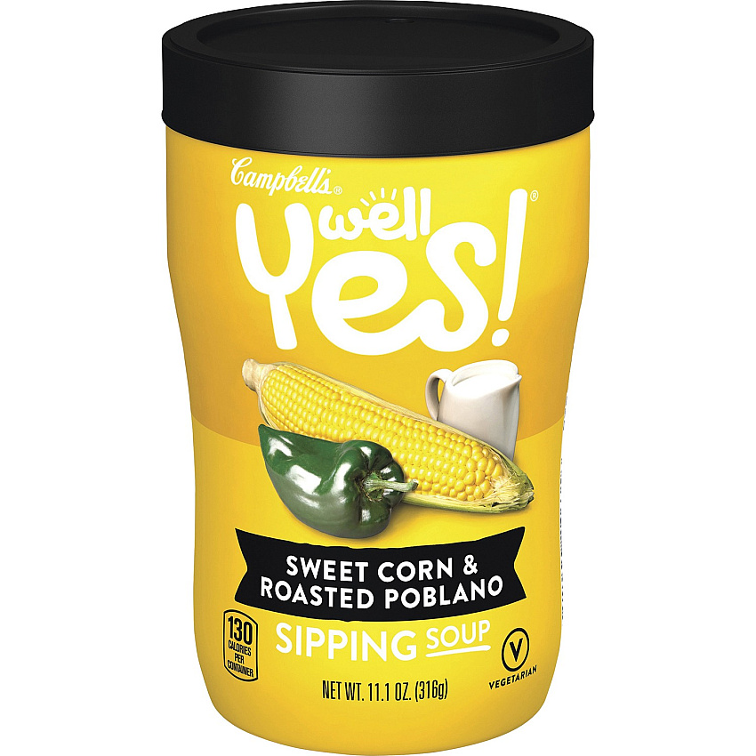 Campbell's Sweet Corn/Roasted Poblano Sipping Soup Sweet Corn & Roasted Poblano - 11.10 oz - 8 / Carton (24635)