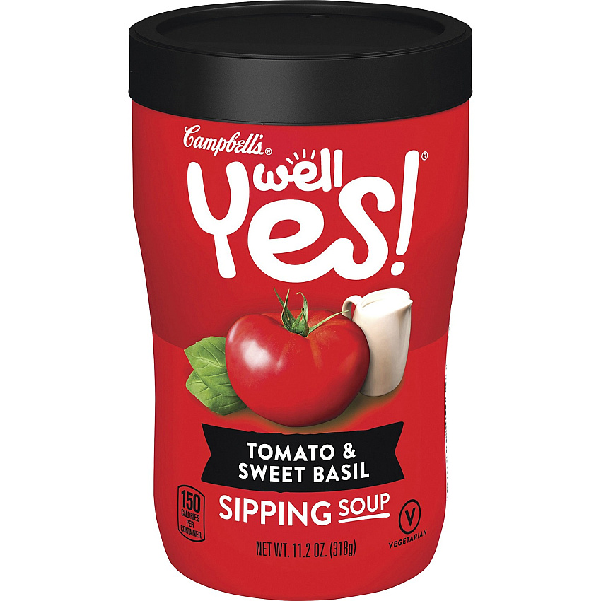 Campbell's Tomato & Sweet Basil Sipping Soup No Artificial Color, No Artificial Flavor - Tomato & Sweet Basil - Can - 1 Serving Can - 11.10 oz / Can - 8 / Carton (25034)