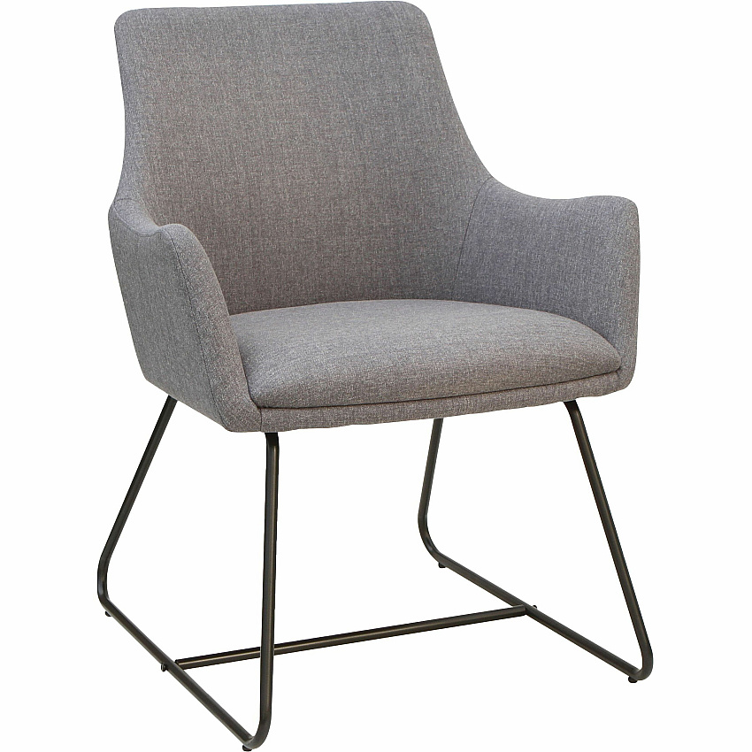 Lorell Mid-century Modern Flannel Guest Chair Sled Base - Gray - Armrest - 1 Each (LLR68562)
