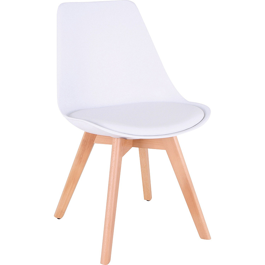 Lorell Curved Modern Shell Guest Chair Fabric Seat Material - Four-legged Base - White - Plastic - 1 Each (LLR42956)