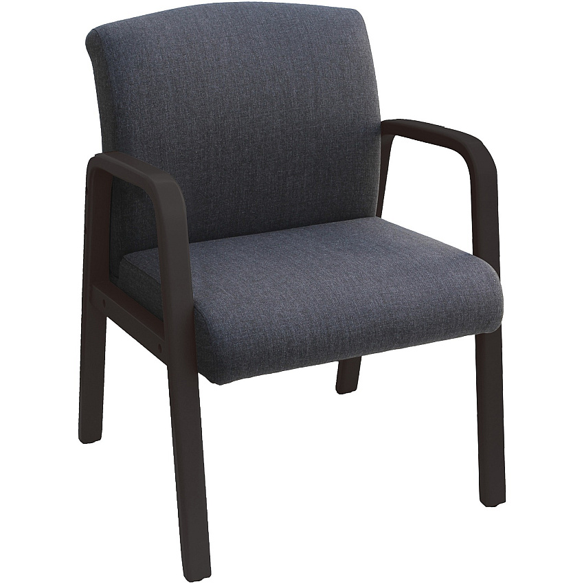 Lorell Flannel-Upholstered Guest Chair Gray, Black Seat Color - Fabric Seat Material - Wood Frame Material - Mid Back - Four-legged Base - Gray, Black - Armrest - 1Each (LLR68559)